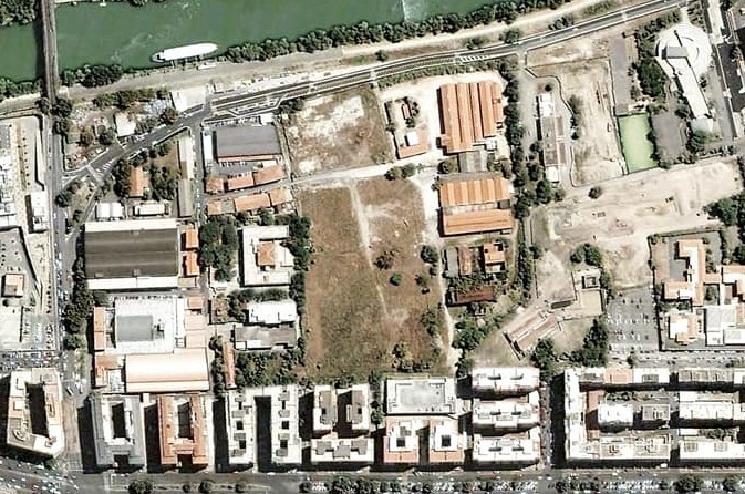 Foto satellitare di un centro abitato
