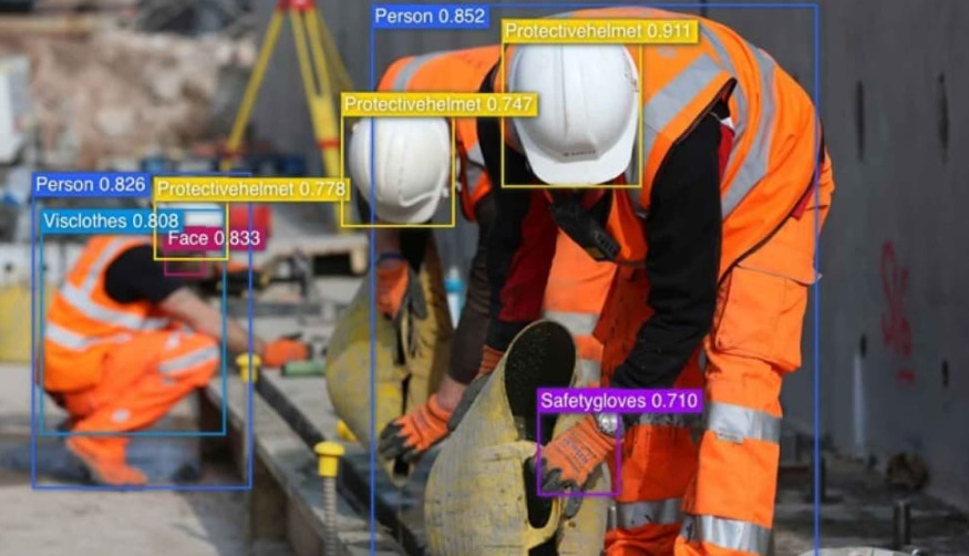 immagine dell'ia che rileva i dispositivi di protezione indossati dagli operai in un cantiere